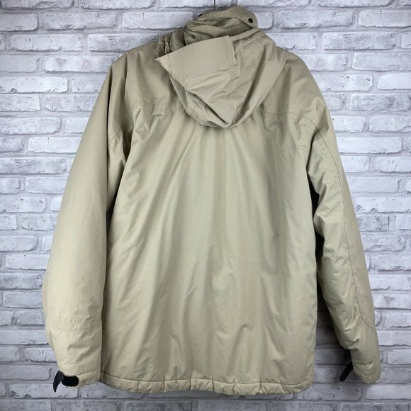 Lands End Mens L/T 42-44 Thermolite Insulated Lined Jacket Tan Hooded Coat - Picture 3 of 3